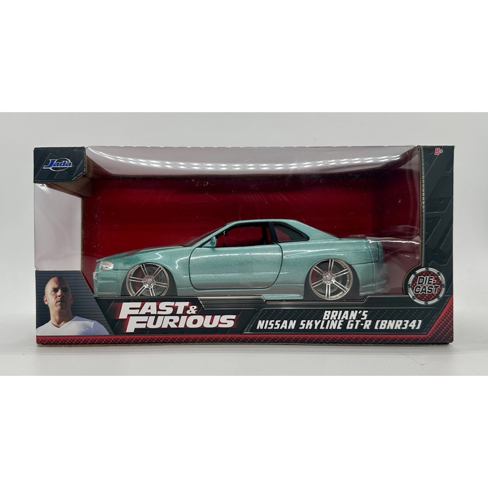 Jada Fast & Furious Brian's Nissan Skyline GT-R BNR34 1:24 Teal #32608 NEW